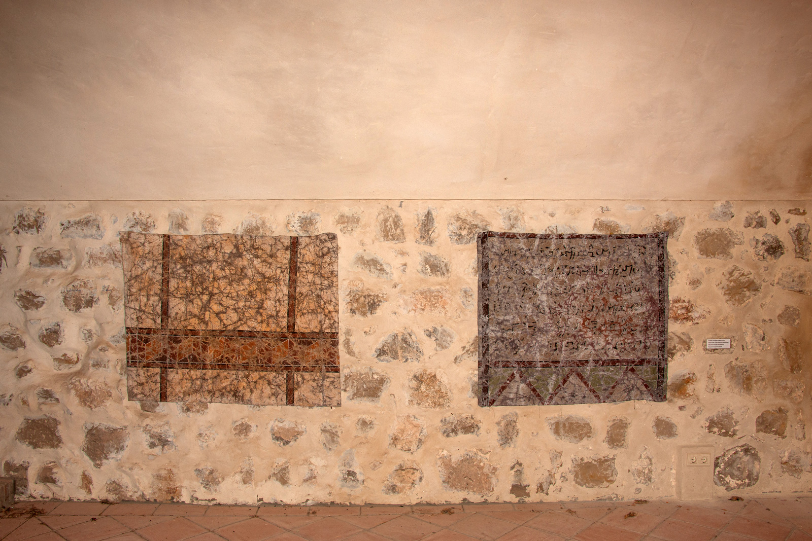 Simulated tapestries located on the basement of the Tower of Homage